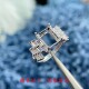 S925银戒指空托长方形7*9mm时尚简约气质精工梯方钻款纯银戒托