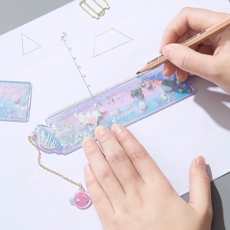 流沙尺子十二星座新品学生文具直尺波浪线网红书签尺子创意少女心