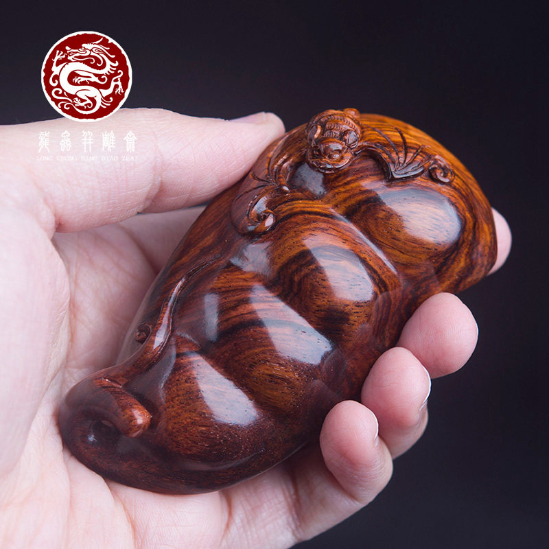 沉水级海南黄花梨四季豆手把件紫油梨老料湘工男女随身盘玩