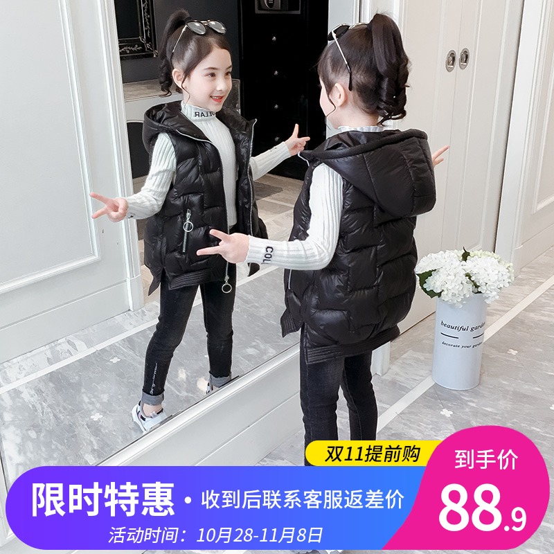 2019新款春秋女童马甲羽绒棉洋气女中大童上衣儿童秋冬短款棉背心在类目 童装/婴儿装/亲子装, 马甲中 - 来自Buy2taobao.com提供专业的淘宝代购服务