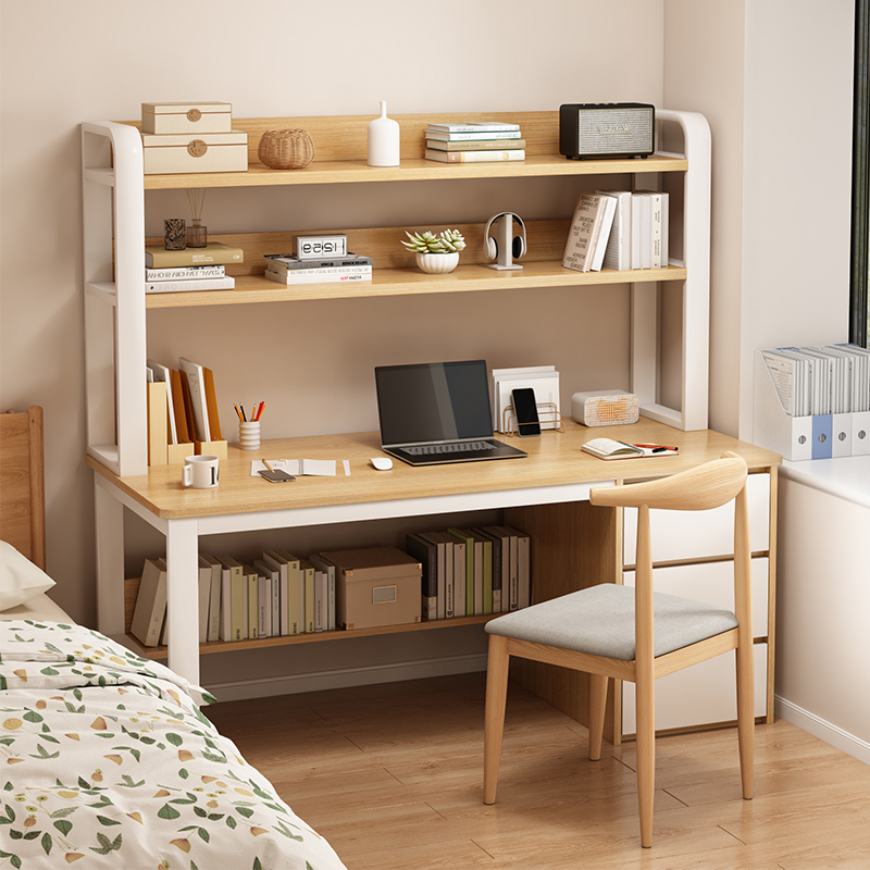 写字桌书柜一体