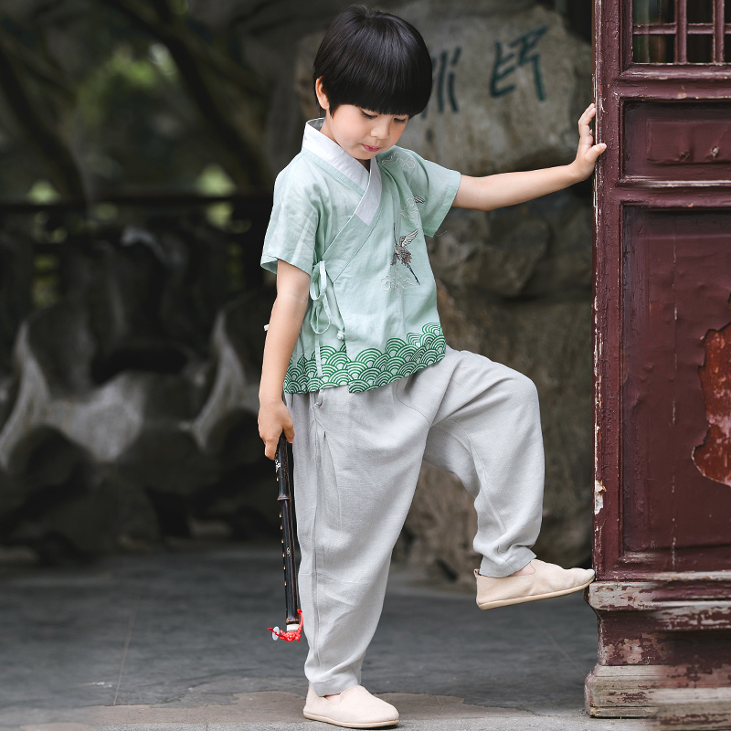 汉服男童唐装儿童中国风夏装宝宝中式复古装薄款民族服装小孩童装