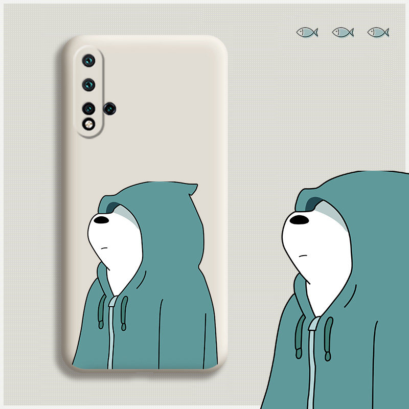 卫衣白熊适用于华为nova5手机壳液态硅胶nova5i保护套防摔5ipro全包