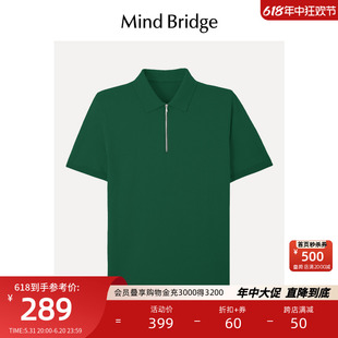 Mind Bridge男士多色半拉链Polo衫2024新款商务半袖夏季透气短袖