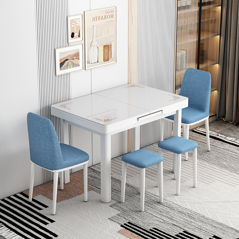 简约现代餐桌椅家用简易小户型实木带电磁炉实木伸缩长方形餐桌椅
