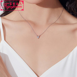 一路有你项链女ins简约小众设计感麋鹿吊坠个性网红纯银锁骨链潮