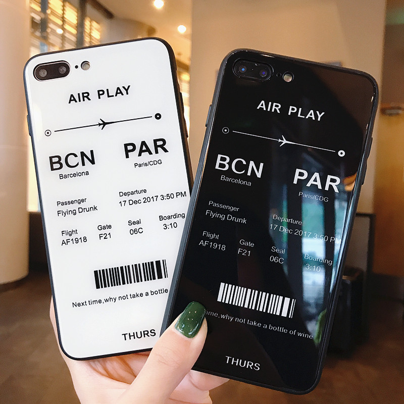 originality Airline tickets Glass iphone8/X S MAX Mobile phone shell lovers Apple 6s/7plus personality 5s new pattern 6sp smart cover plus silica gel 7p All Inclusive edge ultrathin Fall i8 tidein the 3C Digital Accessories, Cell Phone Accessories , Phone Protection Case/Shell category - from Buy2taobao.com to provide professional Taobao agent buy service