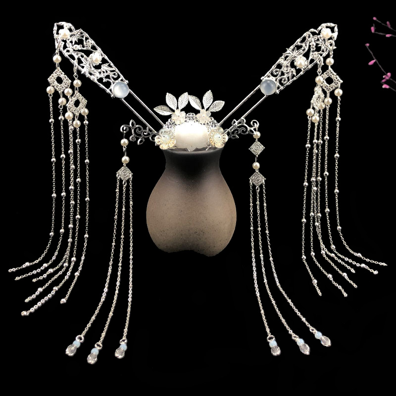 古装汉服头饰流苏步摇复古发簪古风简约及笄对簪全套仙气簪子发饰