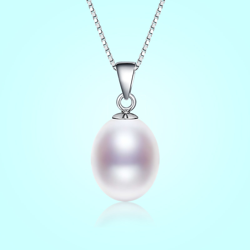 芙茉莉珠宝大颗粒淡水珍珠吊坠项链单颗水滴形坠子白紫黑粉色纯银