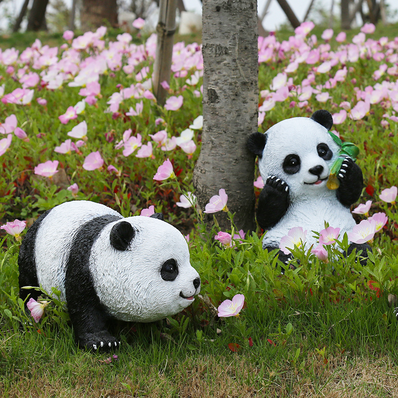 创意仿真动物卡通熊猫树脂精致户外装
