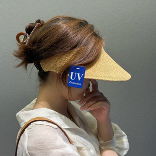 2024韩国代购空顶防晒帽女夏季UV防紫外线草帽遮脸可折叠太阳帽子