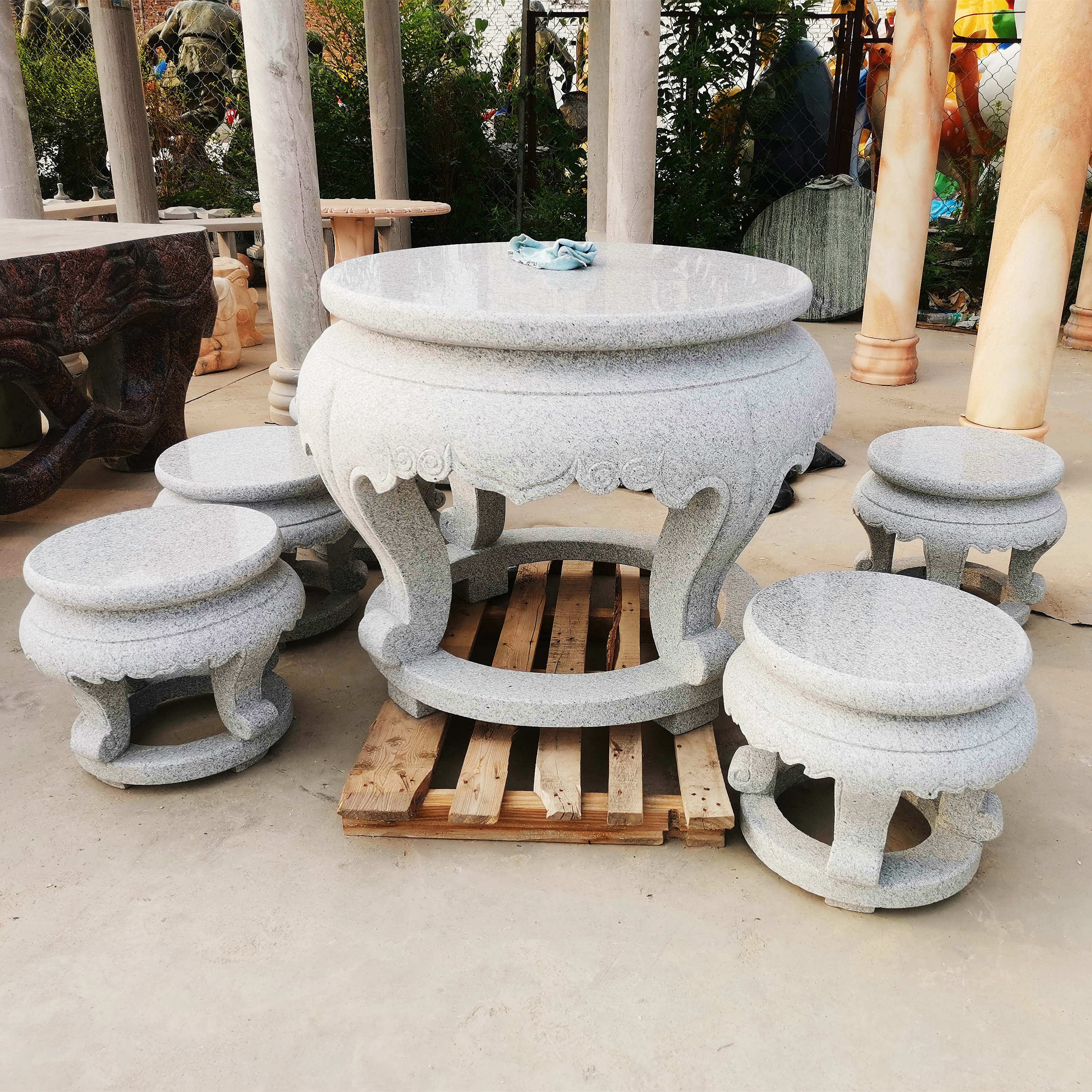 石桌石凳庭院花园中式现代石台别墅仿古休闲石桌椅茶台户外清仓