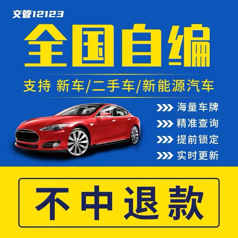 全国车牌选号自编自选上海广州成都杭州新能源汽车12123数据库