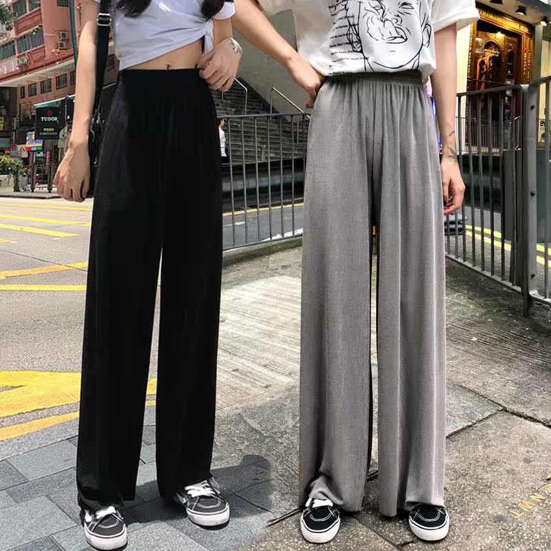 冯提莫绿色爱来的刚好同款穆清岺段雪晴阔腿裤女高腰夏季垂感显瘦在类目 女装/女士精品, 裤子, 休闲裤中 - 来自Buy2taobao.com提供专业的淘宝代购服务