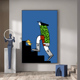 克莱因蓝创意趣味装饰画客厅小众艺术壁画卡通狗抽象极简卧室挂画