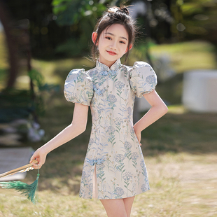 女童旗袍中国风改良礼服儿童唐装大童高端国潮古筝演出服夏季洋气