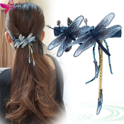 古风日常夹子头饰蜻蜓发夹后脑勺韩国流苏夹汉服少女超发饰 原价99元