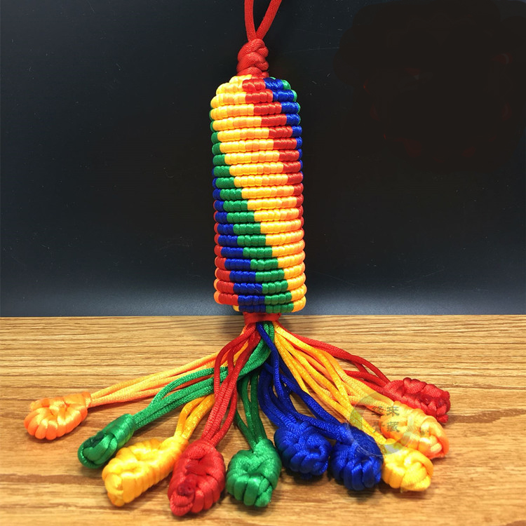 藏族汽车挂件特产吉祥哈达五彩线五彩绳手工编织金刚结挂饰西藏