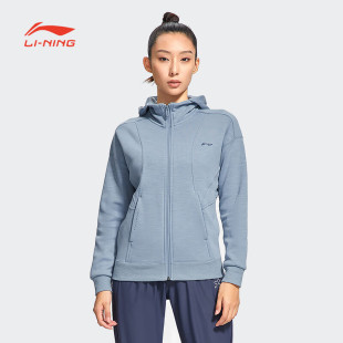 LI-NING/李宁冬季跑训系列时尚舒适加绒连帽运动休闲开衫卫衣女款