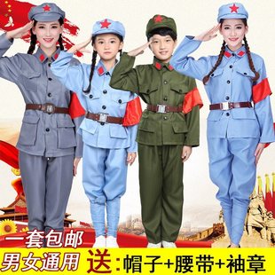 ！儿童小红军表演服装八路军红星舞蹈服幼儿男童闪闪衣服军装演出