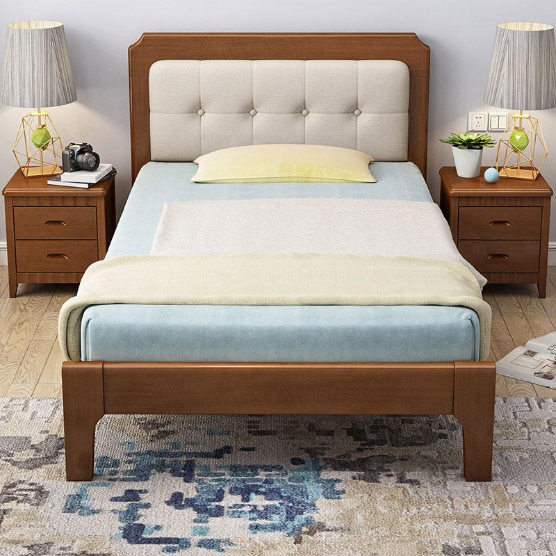 一折小木床单人床成人_实木床北欧1.2米单人床1.