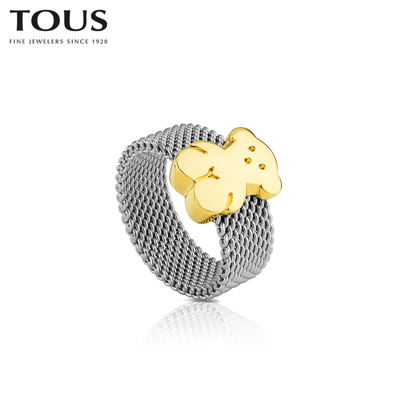 tous/桃丝熊18k金个性网织小熊戒指隽秀别致 女715900741