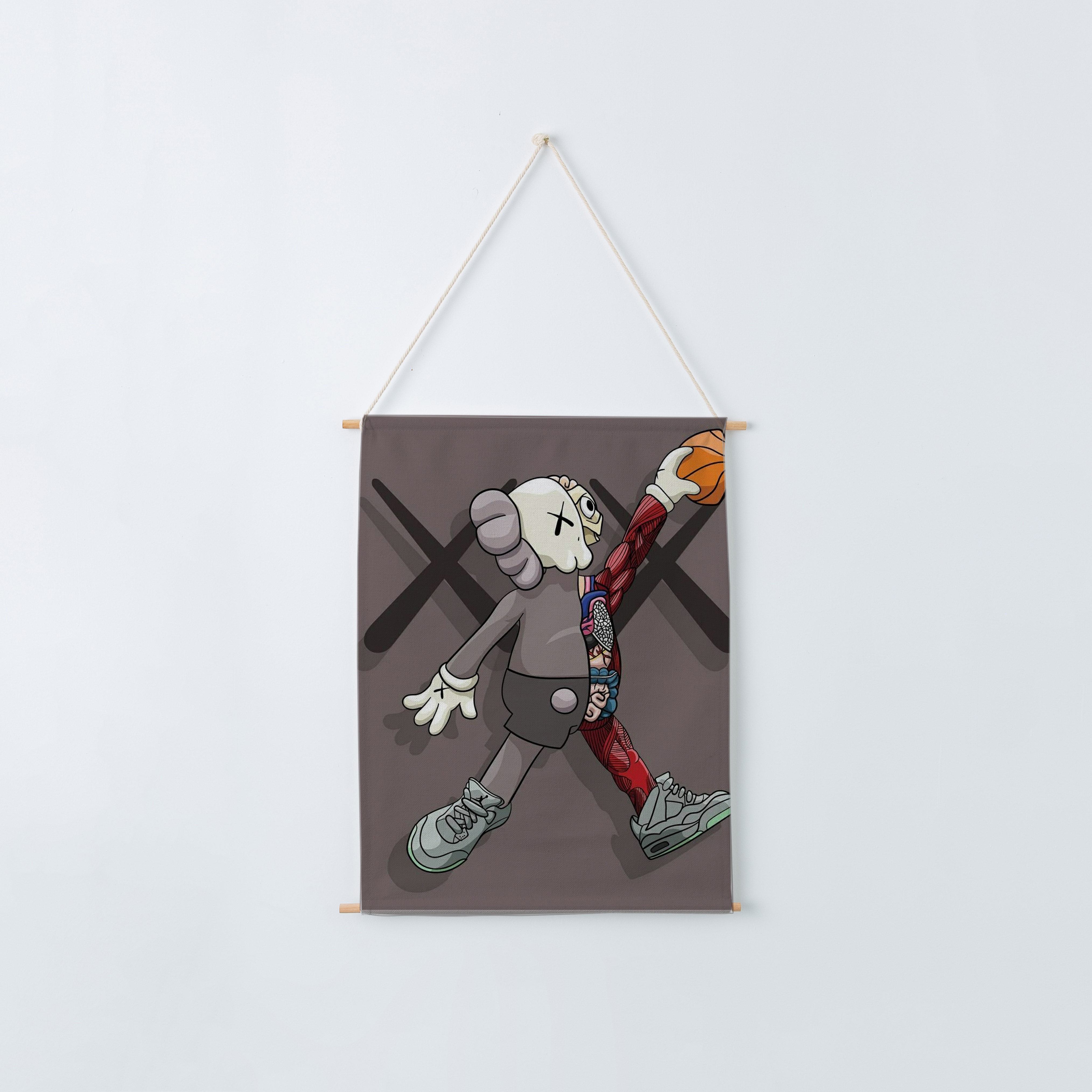 潮牌kaws芝麻街涂鸦同款布艺挂画挂毯海报装饰墙画来图定做照片