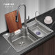 耐思SUS304不锈钢厨房纳米枪灰色阶梯式水槽洗菜盆洗碗池阶梯水槽