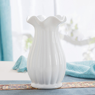 小清新北欧花瓶白色陶瓷花器干花插花壶现代简约餐桌创意客厅摆件