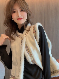 大牌外贸专柜撤回今年流行新中式轻国风女装棉服旗袍马甲两件套装