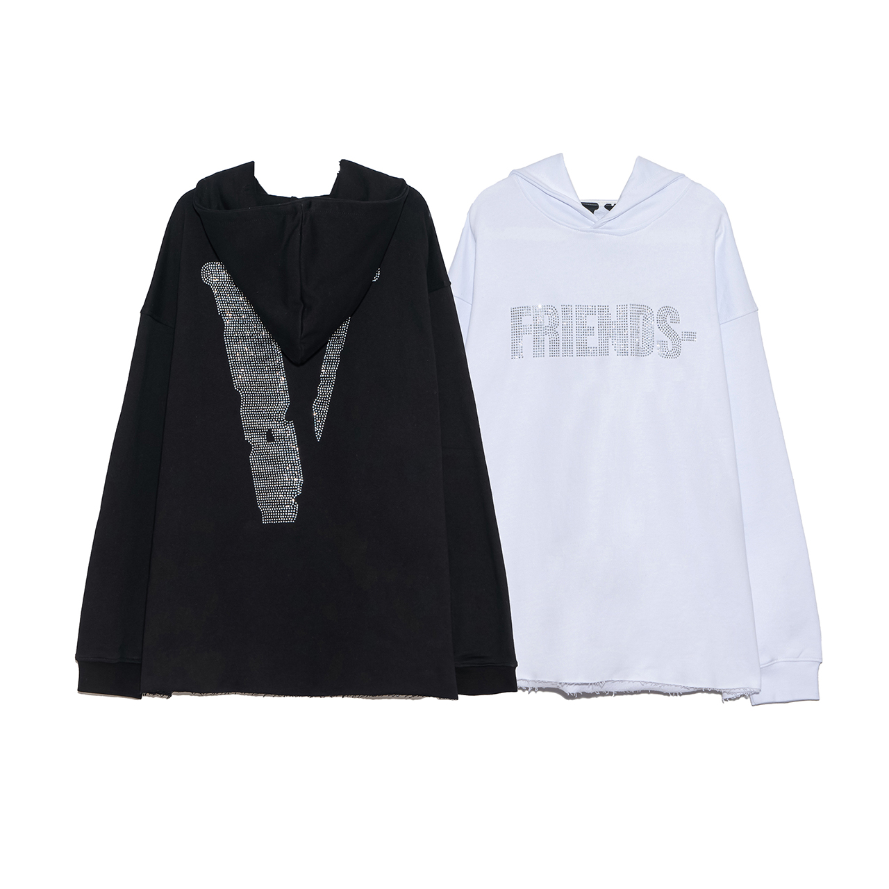vlone黑色星期五纽约限定friends烫钻大v套头秋季连帽男女卫衣潮