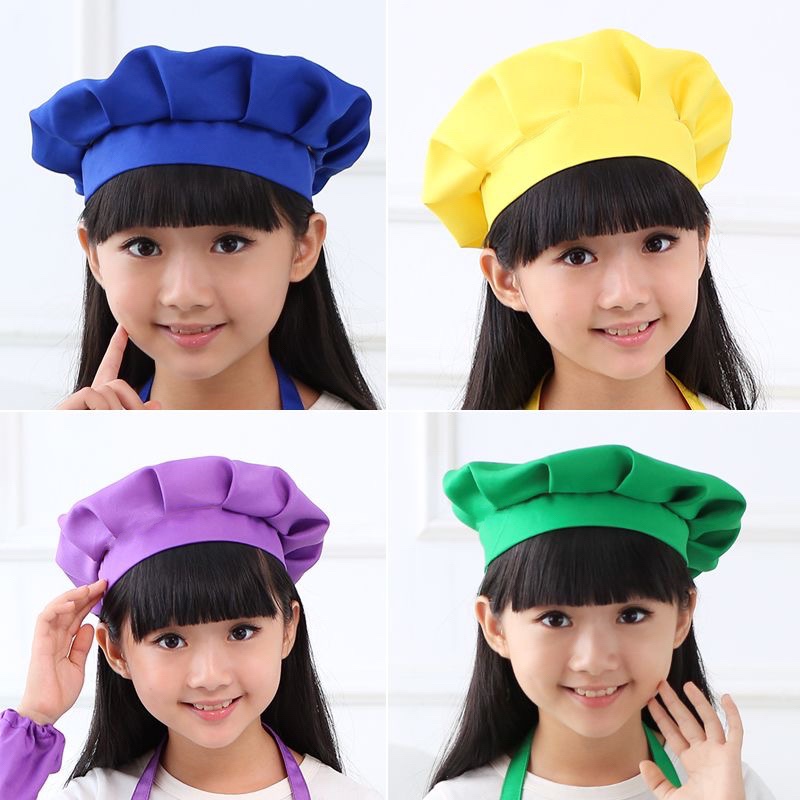 儿童厨师帽搭配围裙用小孩绘画户外活动帽子可定制印字小中大童