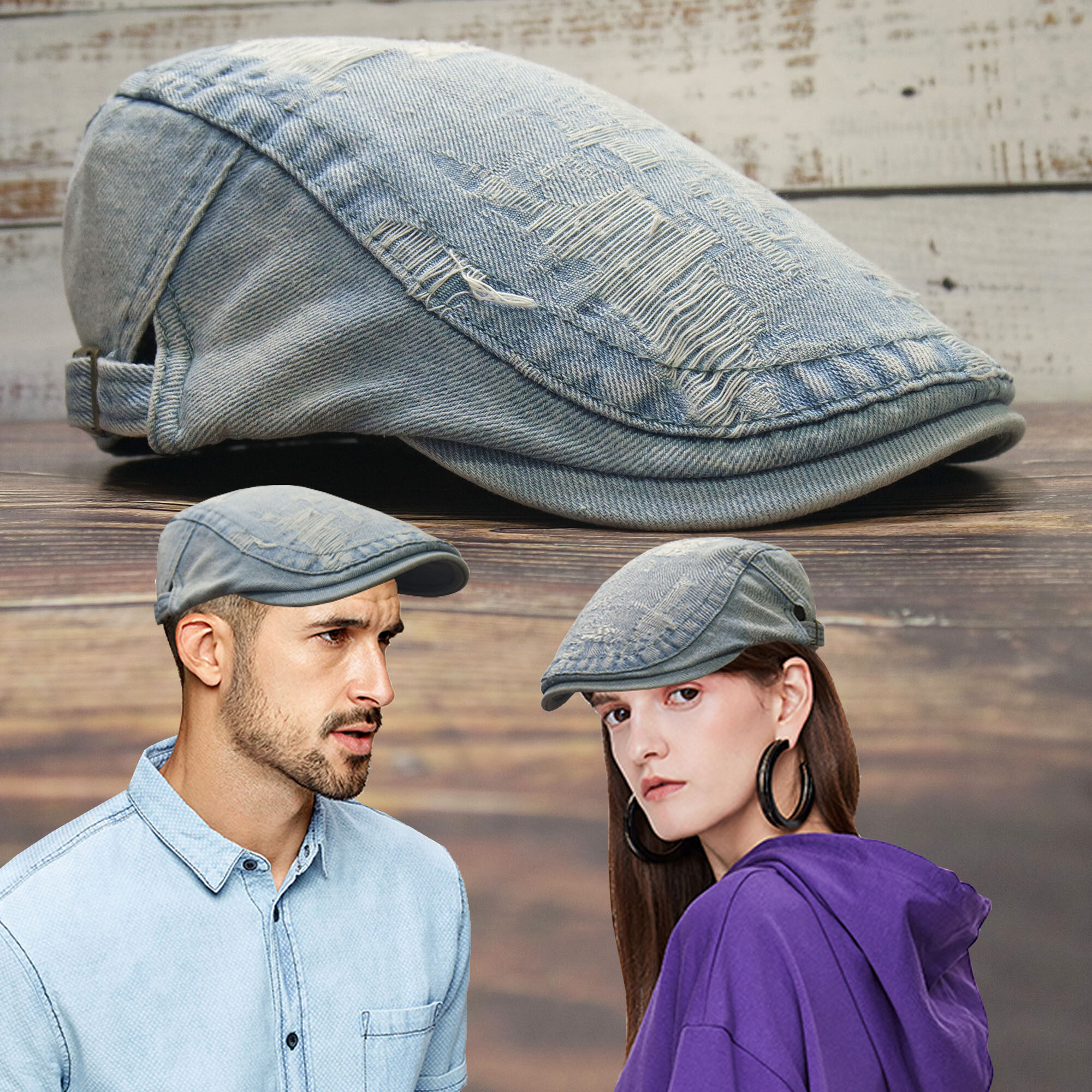 春秋新款旅游休闲英伦牛仔贴布情侣鸭舌帽贝雷帽男女时尚前进帽子