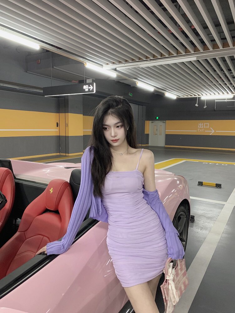 jnnlh李嘉慧【千禧辣妹】 紫色吊带裙