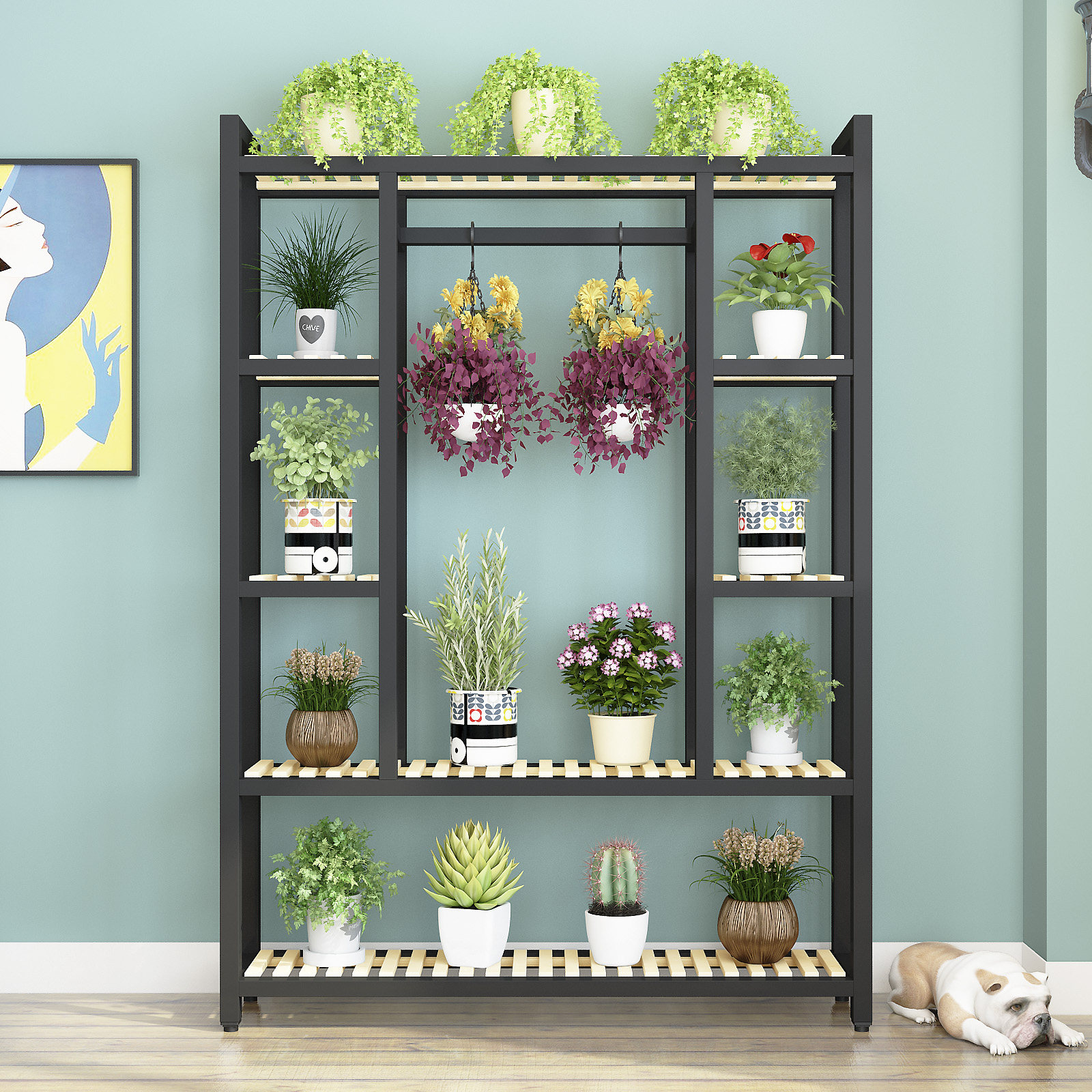 铁艺花架置物架阳台落地式花盆架客厅隔断多肉绿萝花架子多层室内