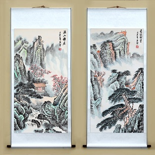 国画手绘山水画新中式办公室玄关装饰画竖版挂画沙发背景墙中国风