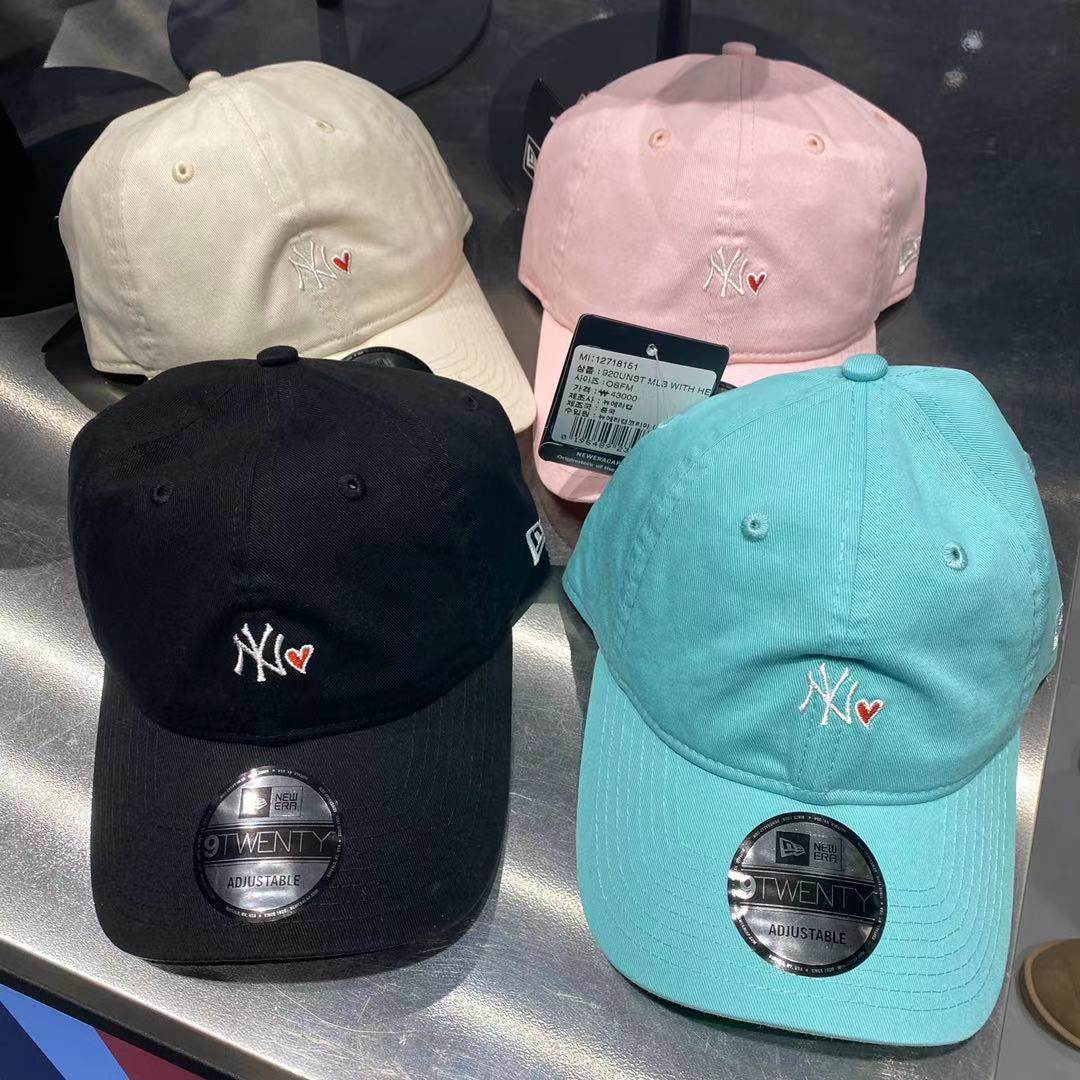 表哥韩国直邮new era纽亦华代购刺绣字母爱心软顶鸭舌棒球帽女—帽子