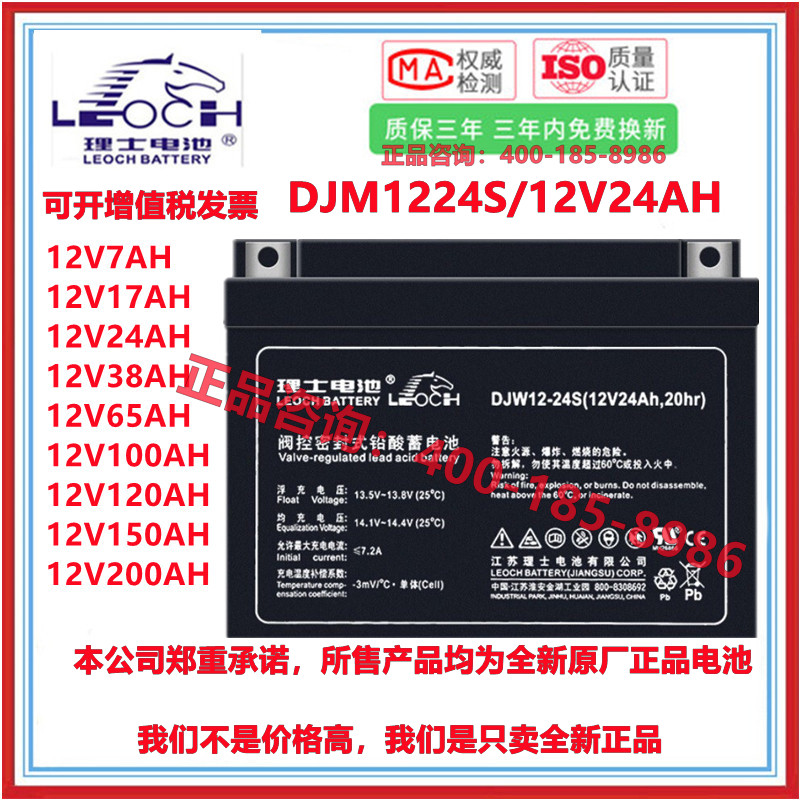 理士蓄电池 DJM1224S 机房UPS电源 直流屏 服务器12V24AH铅酸电池