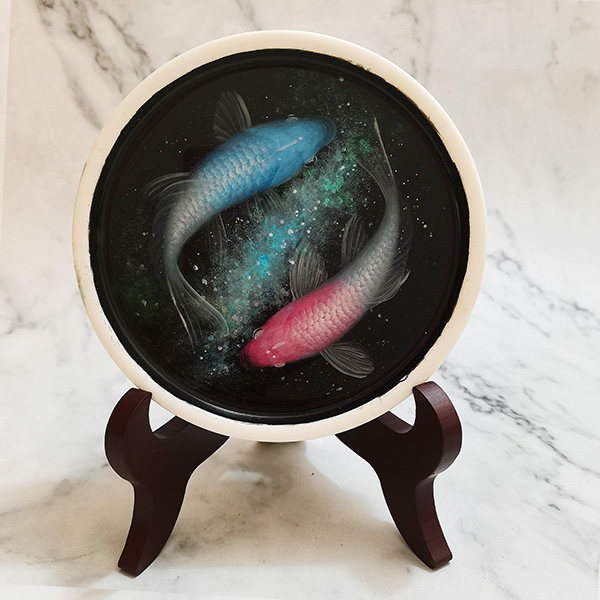 树脂画3d 立体画_子非鱼纯手绘3d星空大海立体树脂画金鱼*创意定制