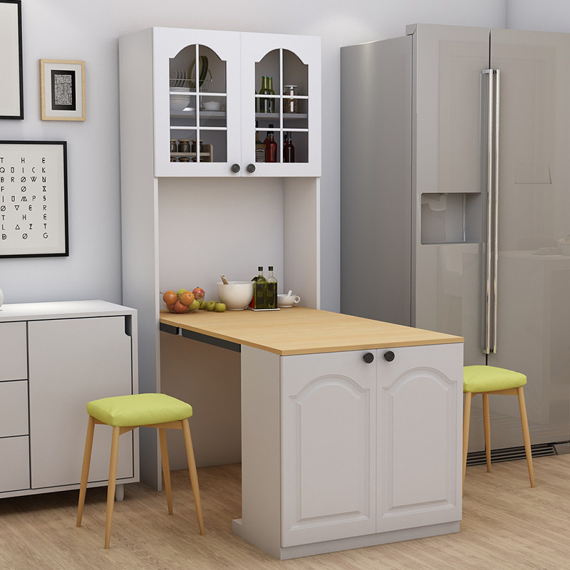 折叠吧台餐桌柜一体多功能组合餐边柜现代简约储物厨房收纳柜酒柜