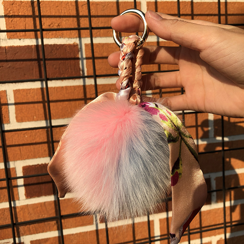 拼色丝巾毛球挂件13CM狐狸毛球手工小辫子缎带高档皮草包包挂饰女|ruв категории Аксессуары, сумки и обувь/аксессуары для ремня, пакет аксессуаров, пакет кулон - от Buy2taobao.com для оказания профессиональной услуги покупки агента Taobao