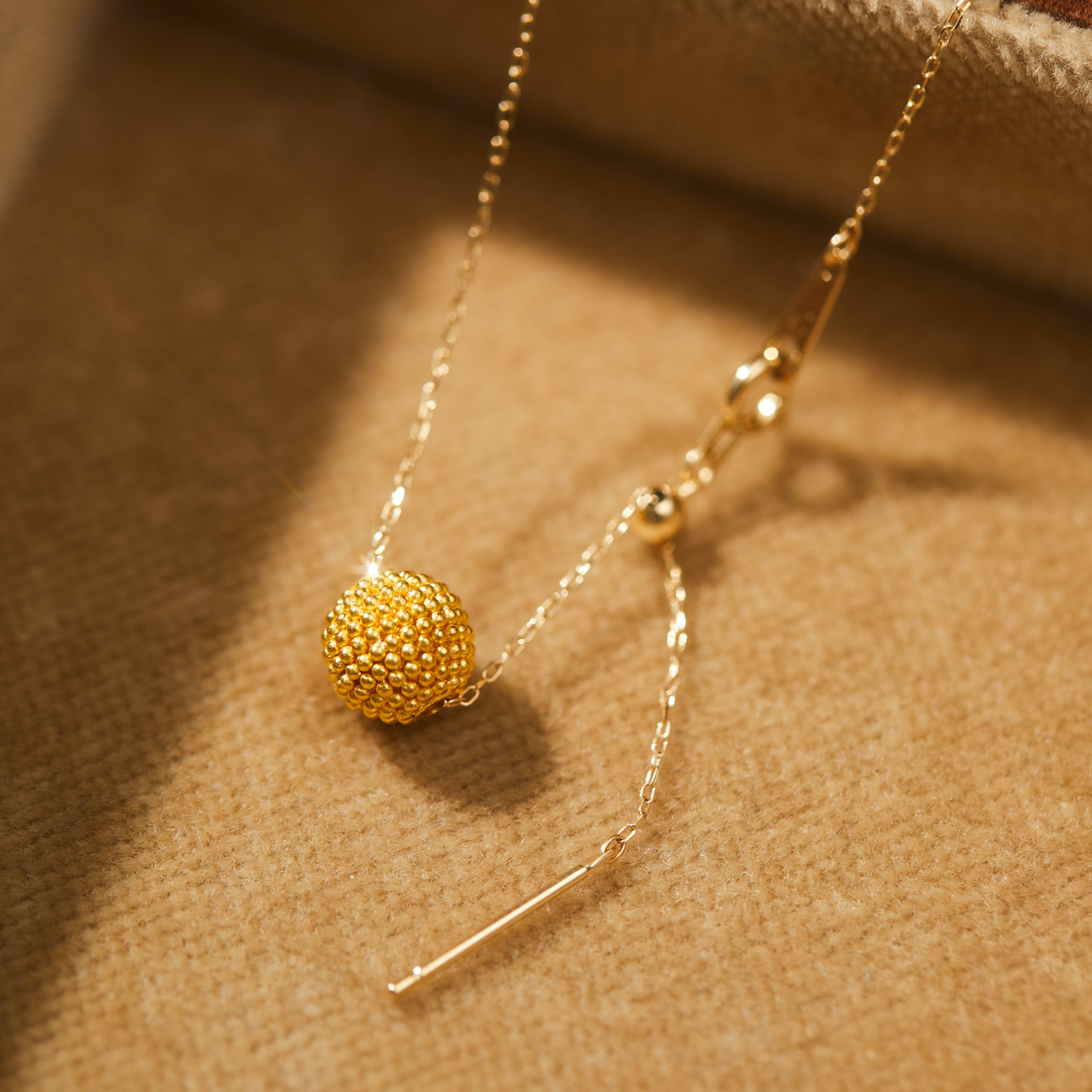 惟怡珠宝的优惠券大全—土耳其手工24k金球小吊坠项链古法金炸珠工艺