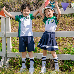 幼儿园园服夏装儿童班服运动服一年级小学生校服夏季纯棉短袖套装