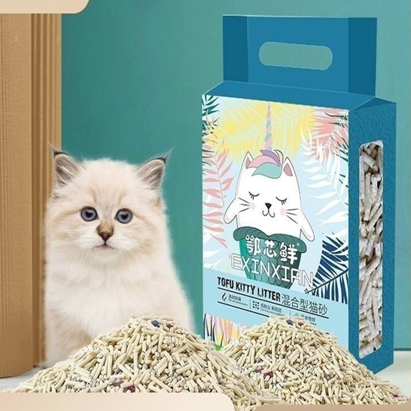 鄂芯鲜猫砂厂家直销豆腐猫砂吸水非混合可冲厕所猫舍猫砂5斤20斤