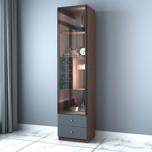 北欧小酒柜现代简约餐厅靠墙轻奢家庭客厅窄玻璃柜子餐边小型家用