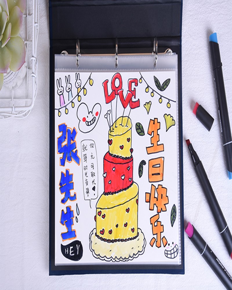 绘画本手绘抖音生日情书生日快乐手工画册圣诞礼品卡片代画画画图片