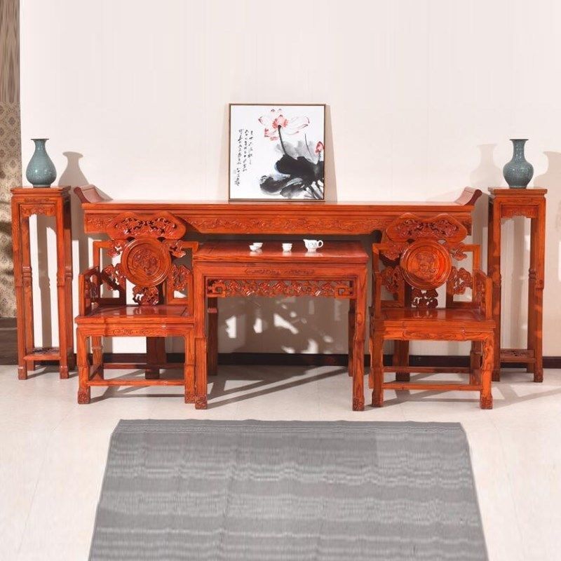 实木中堂六件套香案老式摆件全实木原