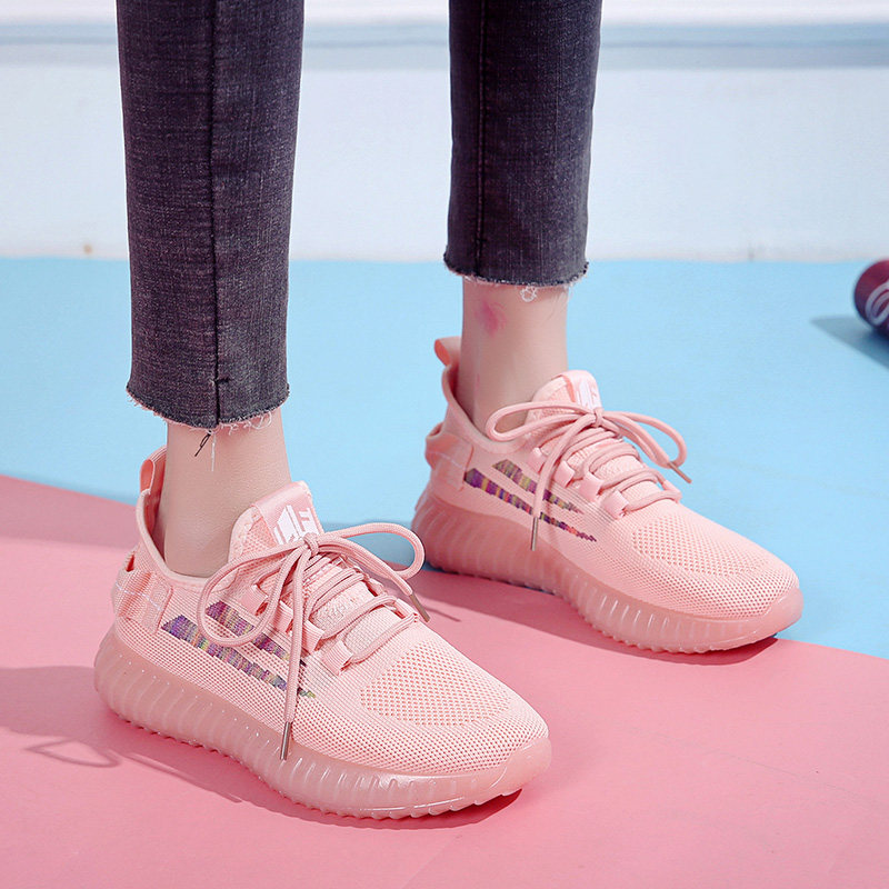 粉色椰子薄底网面运动鞋女学生软底防滑科目二三考驾照学车练车鞋