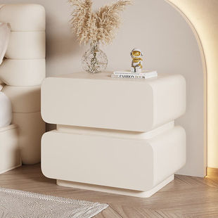驴小主奶油风床头柜小型2023新款创意现代简约卧室家用悬浮全实木