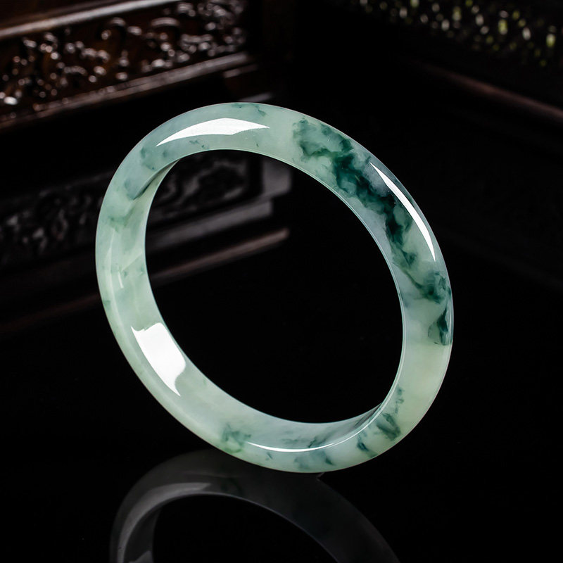 天然a货翡翠手镯冰糯种圆形镯子玉手镯玉石镯子555女款翡翠圆镯